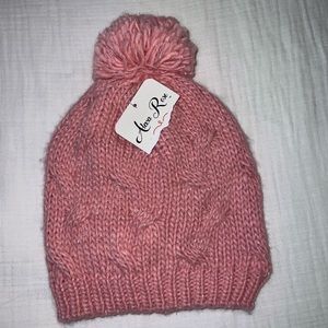Alexa Rose pink and silver sparkle beanie with pompom